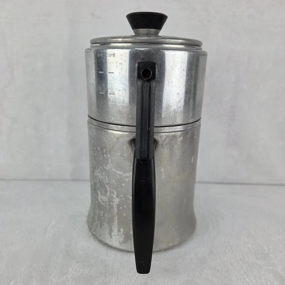 Vintage Mirro 9 Cup Aluminum Drink-O-Later Coffee Percolator Bakelite Handles